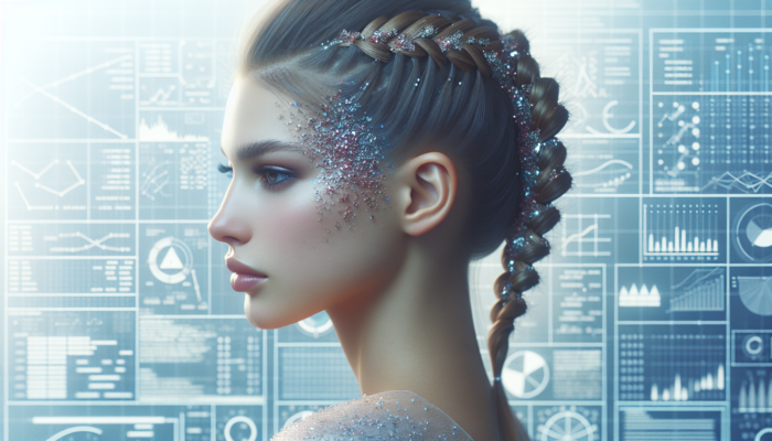 Young woman with side French braids, glitter and beads, styled for a special occasion.