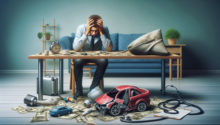 Navigating Debt Consolidation Setbacks: A Comprehensive Guide | DCL Navigating Debt Consolidation Setbacks: Individual Overwhelmed by Bills, Car Repairs, and Medical Expenses