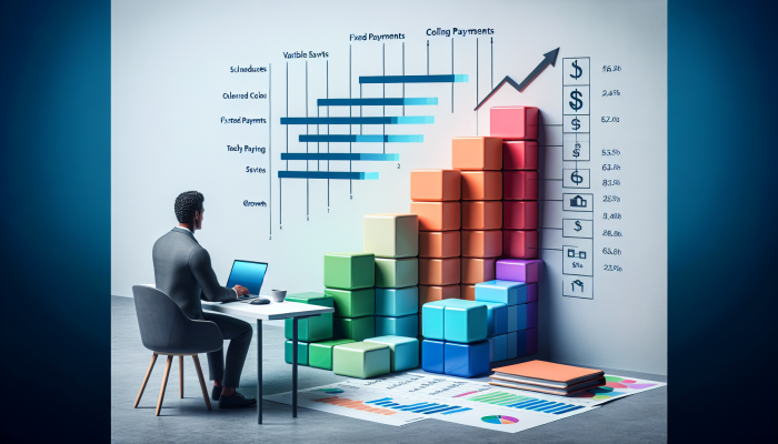 Understanding the Impact of Debt Consolidation on Savings Goals: An Informative Guide | DCL Individual budgeting confidently at their desk with fixed payment schedules and steady savings growth charts.