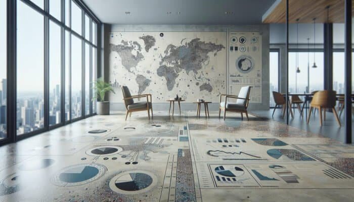 Worn terrazzo floor displaying scratches and compromised seal, necessitating professional restoration.