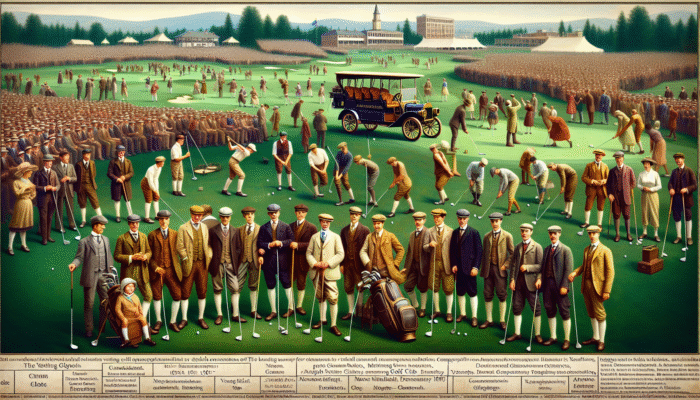 Maritzburg Golf Club: Vintage 1905 scene of Maritzburg Golf Club's founding, diverse golfers celebrating on new course.