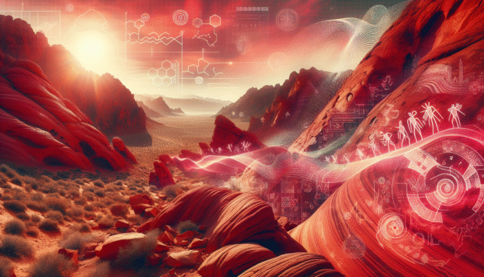 Vibrant red sandstone landscapes at Valley of Fire State Park showcasing the Fire Wave Trail and ancient petroglyphs.