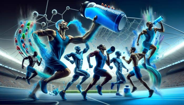 Athletes in Rio and London enjoying blue whey protein isolate, enhancing post-workout recovery.