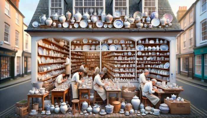 A welcoming East Calder porcelain repair shop where artisans restore ceramics, providing personalized consultations.