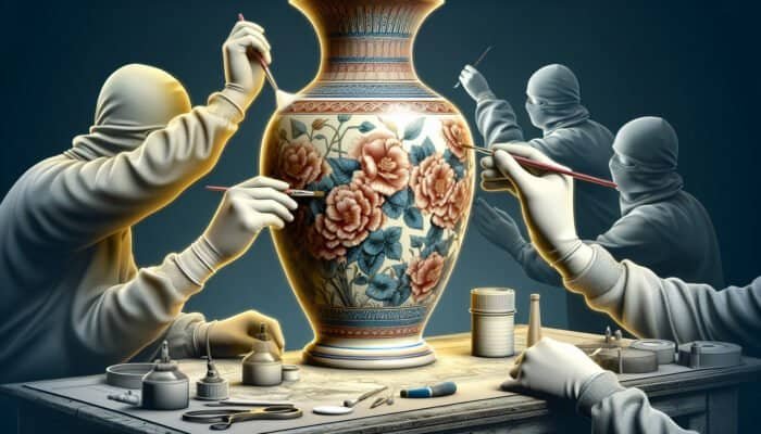 Revitalized porcelain vase in East Calder showcasing enhanced intricate designs and restored luster through professional refinishing.