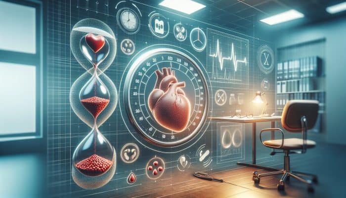 A medical chart tracking cholesterol levels annually in a modern clinic for a patient with a family history of heart disease.