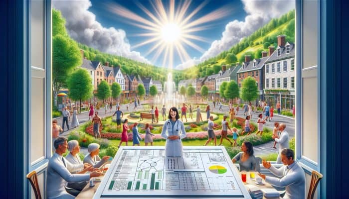 Coalville residents enjoying outdoor activities, smiling and healthy, surrounded by greenery.