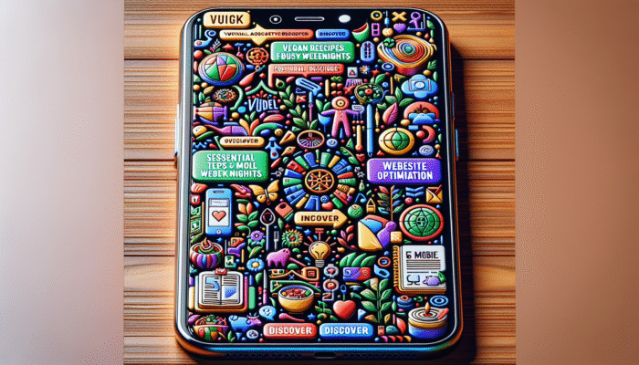 Smartphone screen showcasing clickable title tags with action words like 'Discover' and 'Unlock' highlighted.