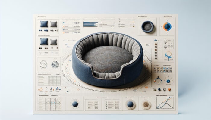 A cozy pet bed made from recycled denim and bamboo, stylish and sustainable, soft and hypoallergenic.