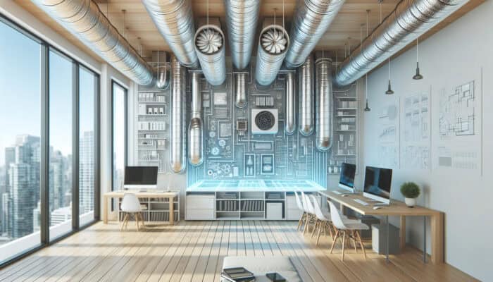 A modern, well-maintained duct system in a West Vancouver business with optimal airflow through clean vents.