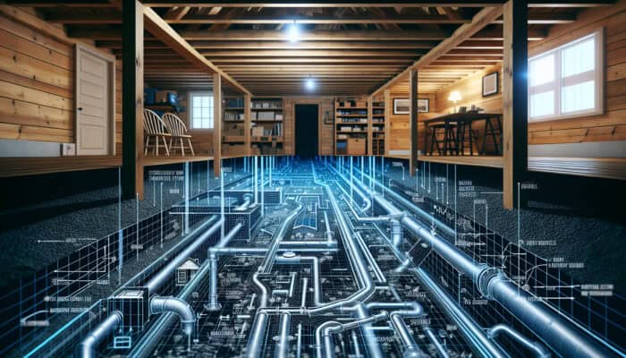Diagram illustrating a crawl space featuring expertly installed drainage systems in a Port Coquitlam residence.