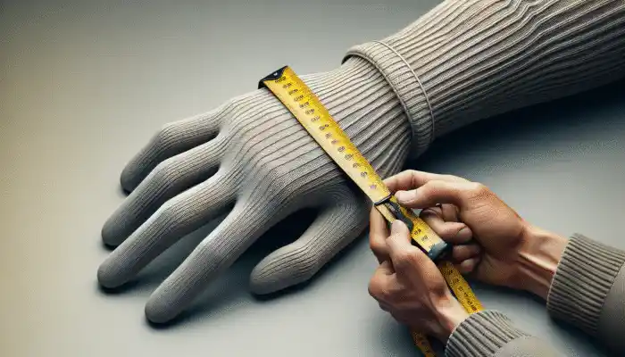 A person accurately measuring hand circumference and trying on a perfectly fitted glove.