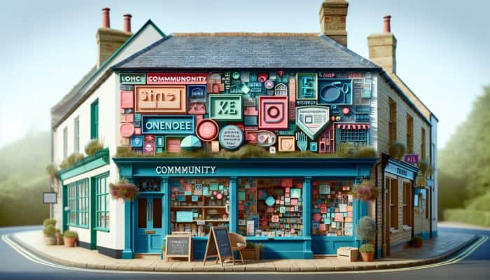 A lively storefront in Blandford Forum featuring local keywords and a community map, boosting on-page SEO.