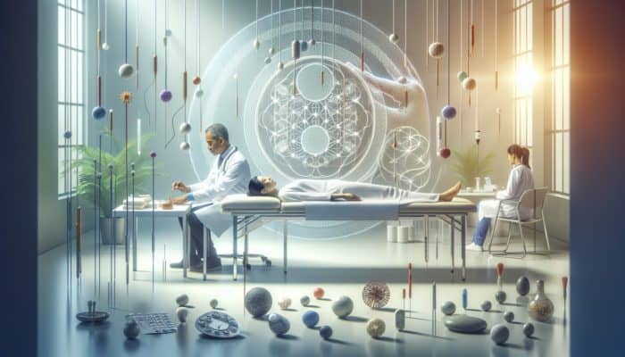 A tranquil NHS clinic showcasing the integration of acupuncture with fertility treatments, symbolising a holistic care approach.