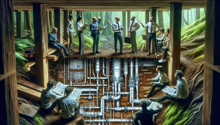 Engineers discussing advanced drainage strategies in Chilliwack's damp environment, highlighting the importance of expert assessments.