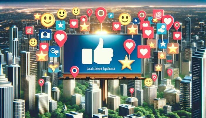 Positive client reviews on screens with Google My Business, Yelp, and Avvo icons against a cityscape.