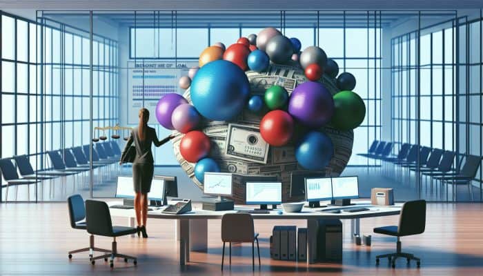 Understanding Debt Consolidation: A UK Guide | DCL Infographic illustrating UK debt consolidation with charts, a person managing their debts, and a unified loan in a modern office.