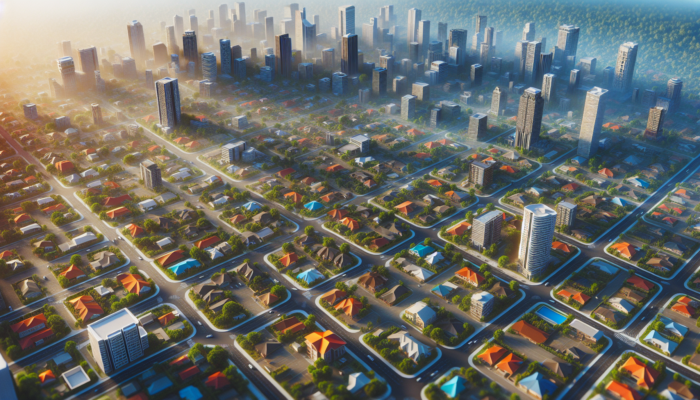 Aerial view of Nelspruit neighborhoods, showcasing property value variations near amenities, influenced by economic trends.